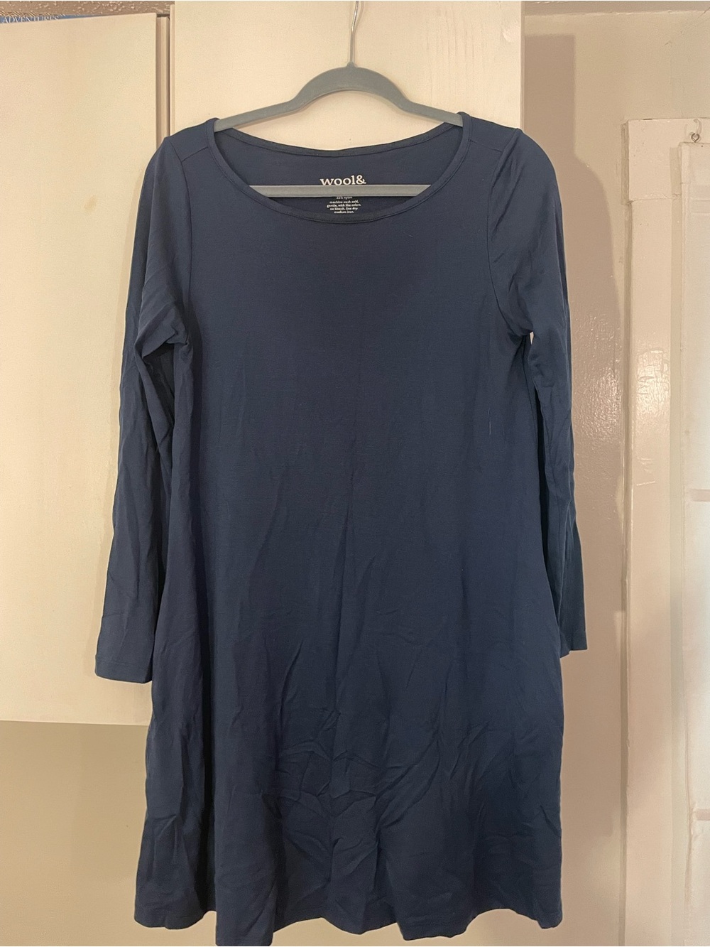 Wool& Marine Blue Long-Sleeve Swing Dress XS
